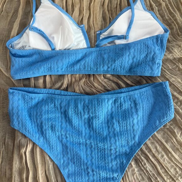 HYTENSUN Women's V Cut High Waisted Bikini Ribbed V-Wired Two Pieces - Picture 5 of 9